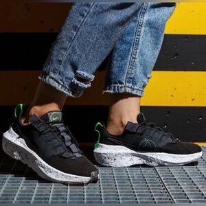 Nike Crater Impact Black Gray Green Shoes Ladies 7.5 Athletic Lace Up Sneakers